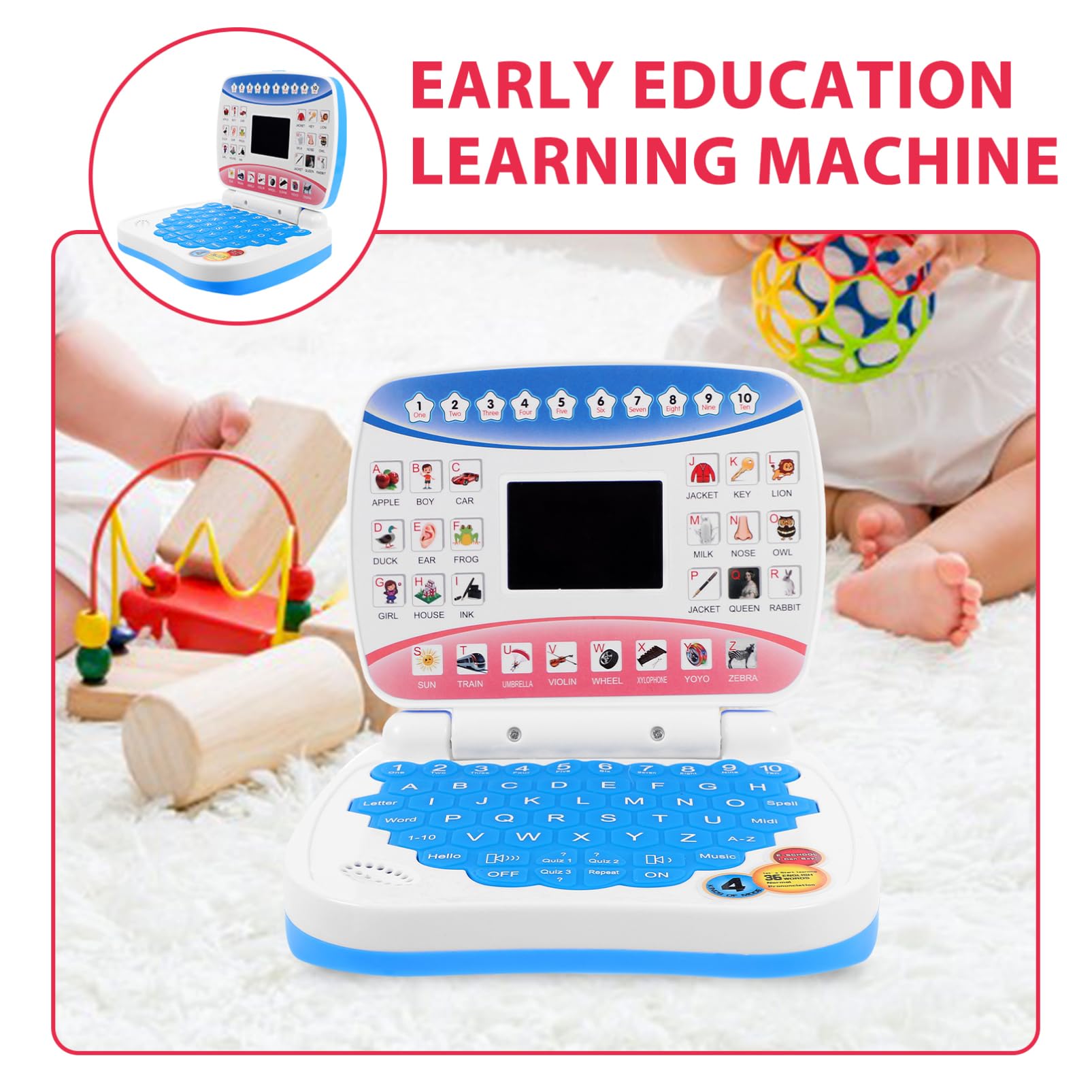 Totority Educational Learning Laptop for Kids - Interactive English & Music Preschool Toy with LED Screen, ABC Games & Puzzles for Toddlers Aged 3+