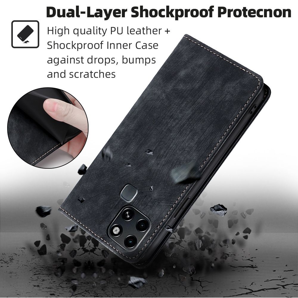Infinix Hot 50 Case,Premium PU Leather Flip Folio Wallet RFID Blocking with Magnetic Closure Built-in Kickstand Protective Case for Infinix Hot 50/ Hot 50 Pro/ Hot 50 Pro Plus/Tecno Spark 30C 4G