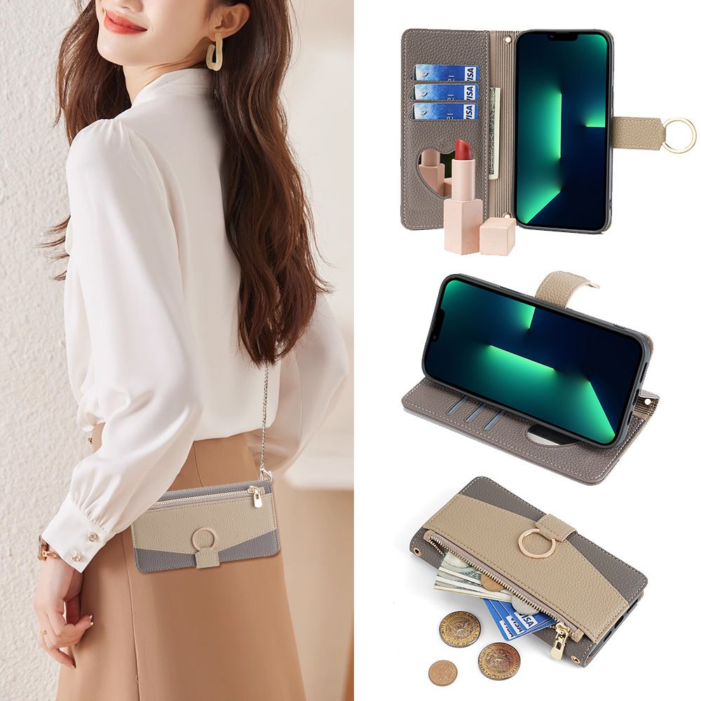 Infinix Hot 40 Pro Wallet Case,Leather Crossbody Zipper Folio Flip Kickstand Protective Shockproof Cover for Infinix Hot 40 Pro