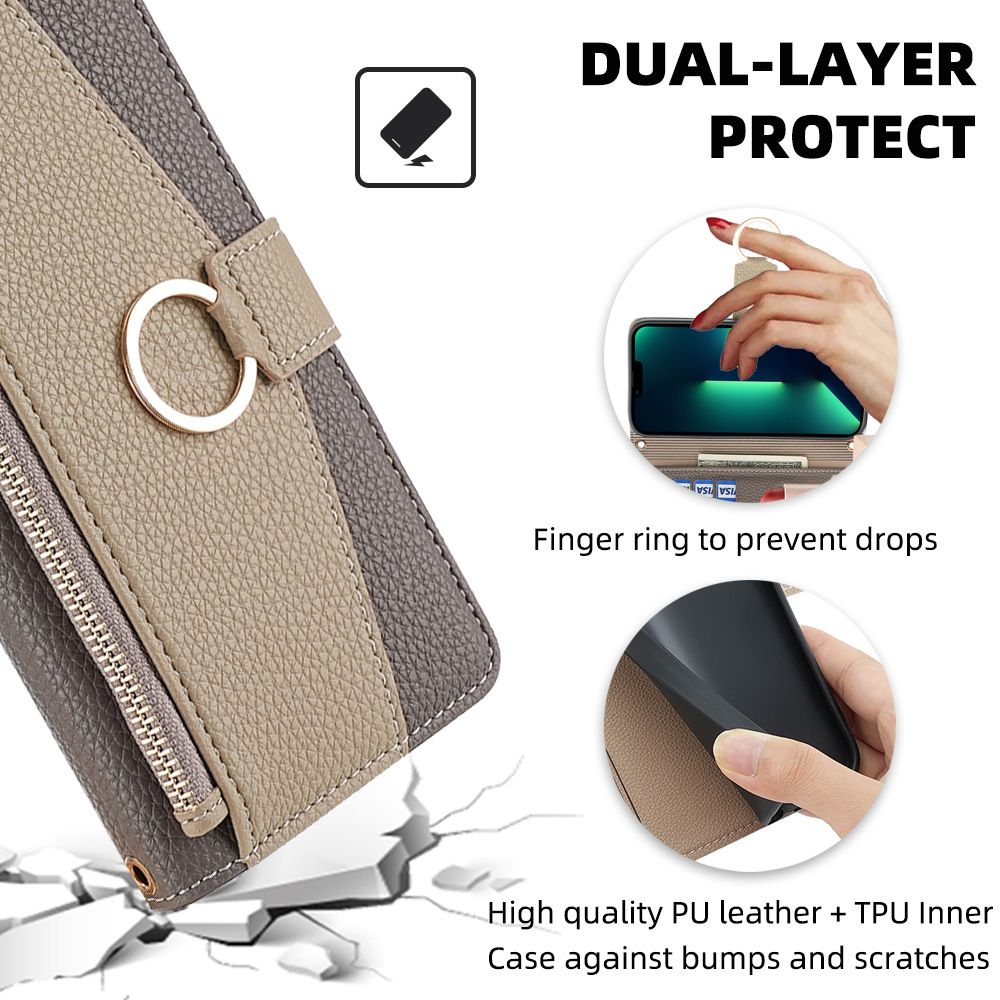 Infinix Hot 40 Pro Wallet Case,Leather Crossbody Zipper Folio Flip Kickstand Protective Shockproof Cover for Infinix Hot 40 Pro