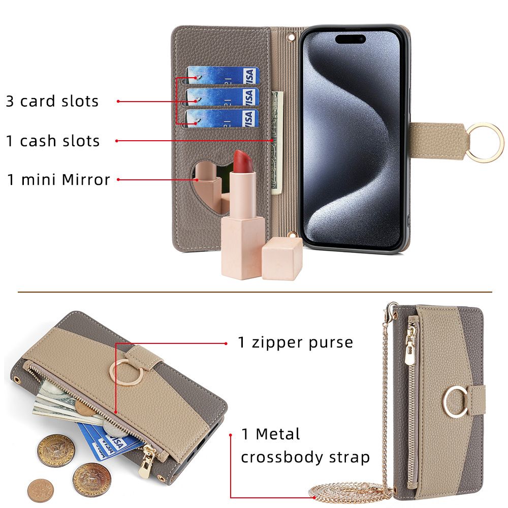 Infinix Hot 40 Pro Wallet Case,Leather Crossbody Zipper Folio Flip Kickstand Protective Shockproof Cover for Infinix Hot 40 Pro