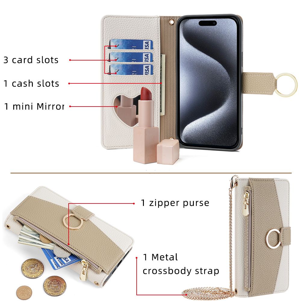 Tecno Spark 20 Pro Wallet Case,Leather Crossbody Zipper Folio Flip Kickstand Protective Shockproof Cover for Tecno Spark 20 Pro