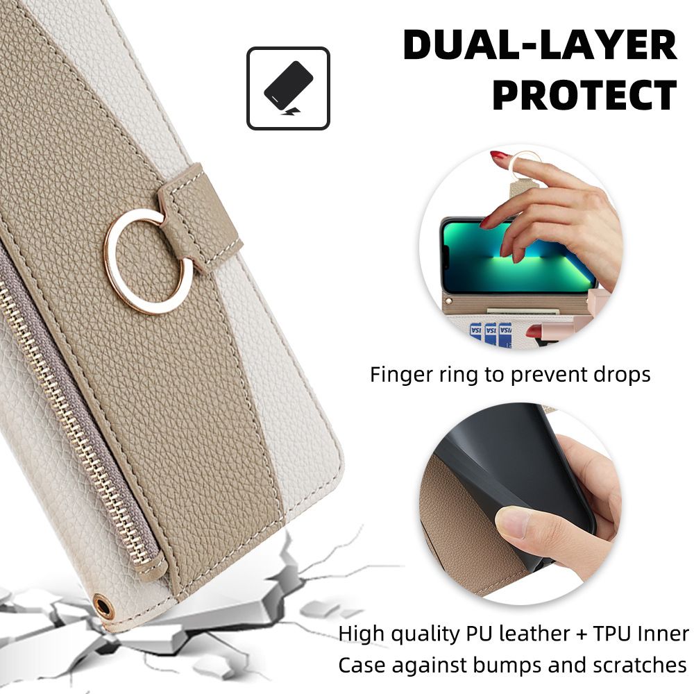 Tecno Spark 20 Pro Wallet Case,Leather Crossbody Zipper Folio Flip Kickstand Protective Shockproof Cover for Tecno Spark 20 Pro