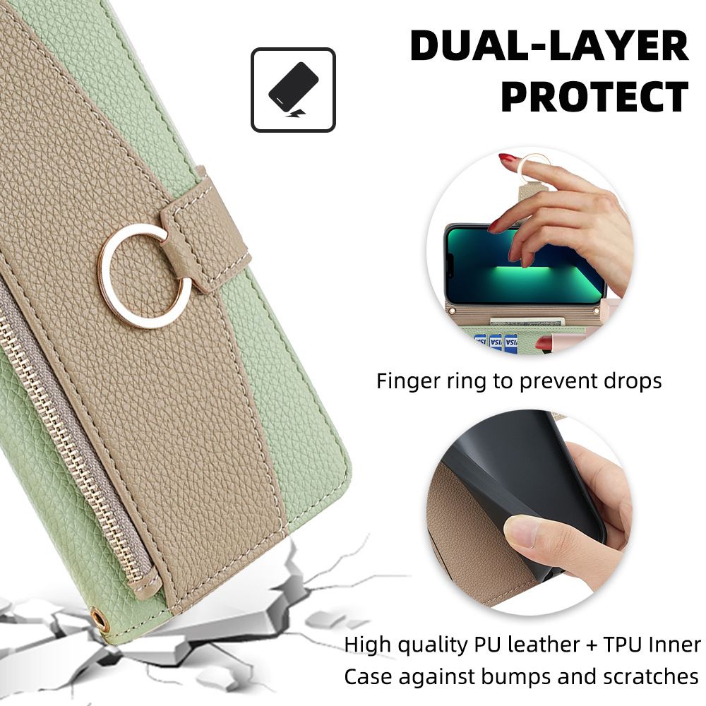 Infinix Note 40 Wallet Case,Leather Crossbody Zipper Folio Flip Kickstand Protective Shockproof Cover for Infinix Note 40