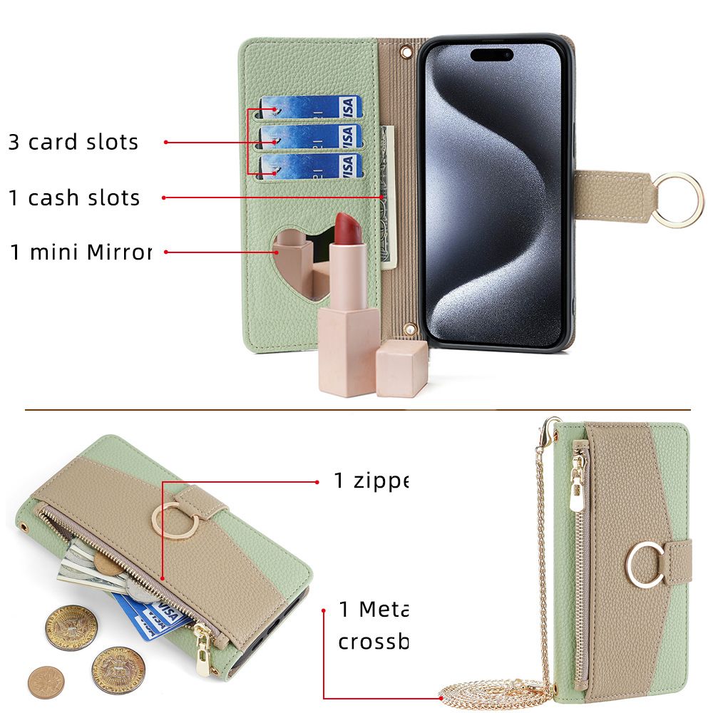 Infinix Note 40 Wallet Case,Leather Crossbody Zipper Folio Flip Kickstand Protective Shockproof Cover for Infinix Note 40