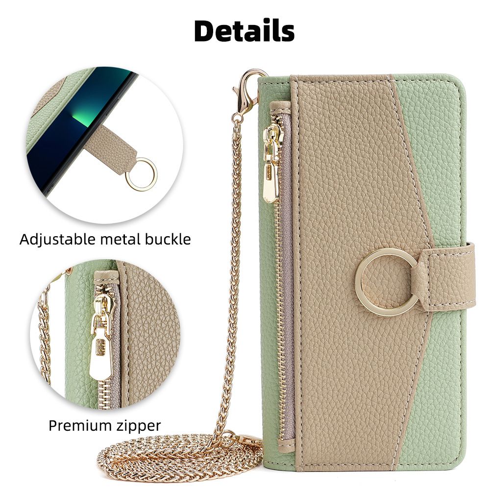 Infinix Note 40 Wallet Case,Leather Crossbody Zipper Folio Flip Kickstand Protective Shockproof Cover for Infinix Note 40