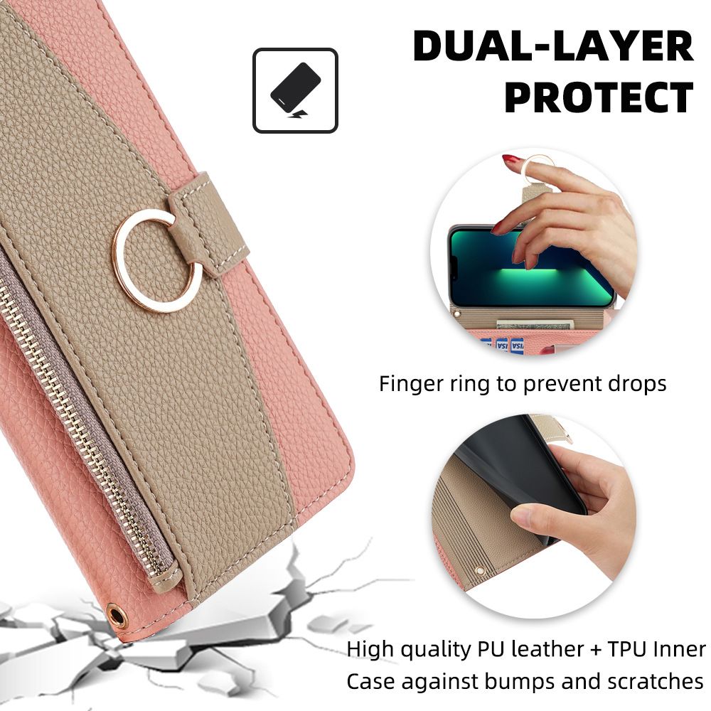 Tecno Camon 20 Pro 5G Wallet Case,Leather Crossbody Zipper Folio Flip Kickstand Protective Shockproof Cover for Tecno Camon 20 Pro 5G