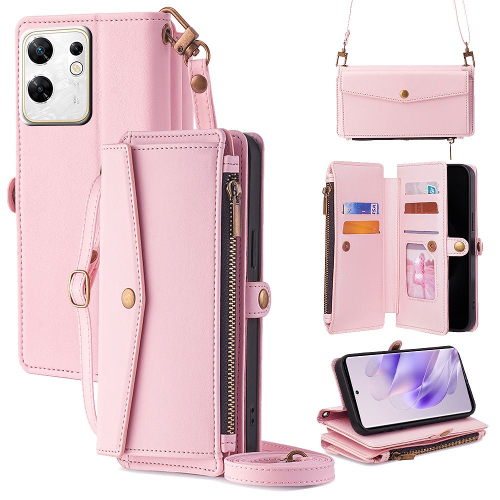 Infinix Zero 30 4G Case,Crossbody Multifunction Wallet RFID Blocking Shoulder Strap Zipper Pocket Phone Case Cover for Infinix Zero 30 4G