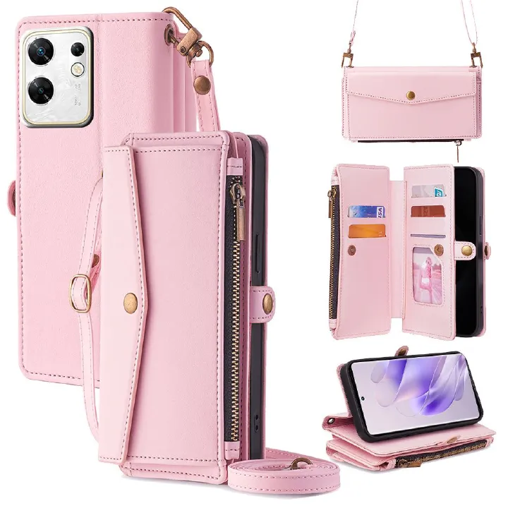 Infinix Zero 30 4G Case,Crossbody Multifunction Wallet RFID Blocking Shoulder Strap Zipper Pocket Phone Case Cover for Infinix Zero 30 4G