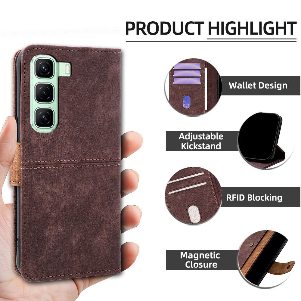 Infinix Hot 50 Wallet Case, Leather Folio Flip Kickstand Protective Shockproof Cover for Infinix Hot 50/Hot 50 Pro/Hot 50 Pro Plus