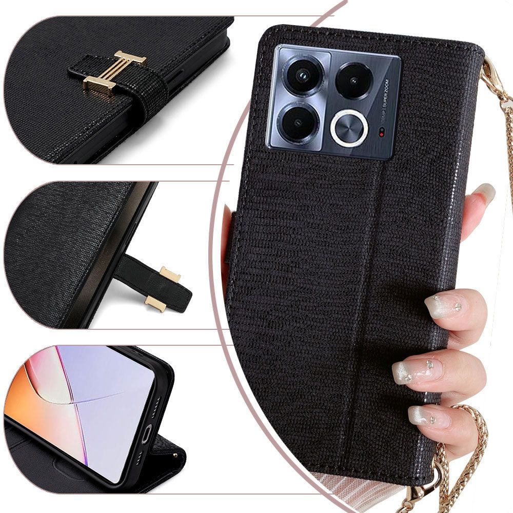 Infinix Note 40 Case,Wallet Leather Phone Case with Magnetic Buckle Long Shoulder Strap for Infinix Note 40