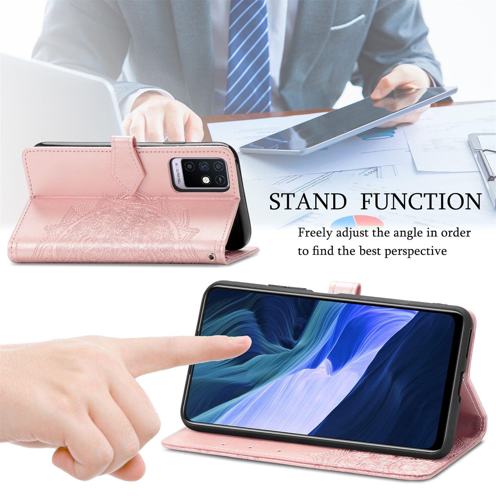 Infinix Note 30i Case PU Leather Purse Wrist Strap Kickstand Case for Infinix Note 30i