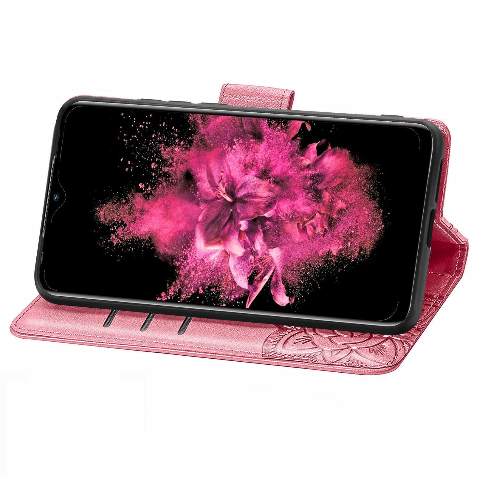 Tecno Spark 20C Case,Butterfly Flower  PU Leather Purse Wrist Strap Kickstand Case for Tecno Spark 20C