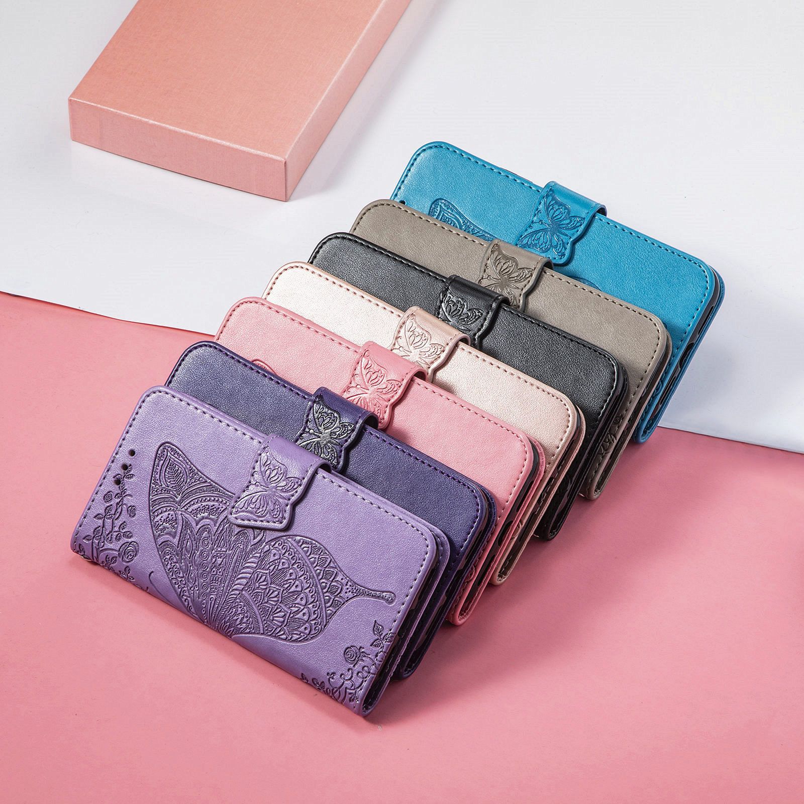 Tecno Spark 20C Case,Butterfly Flower  PU Leather Purse Wrist Strap Kickstand Case for Tecno Spark 20C