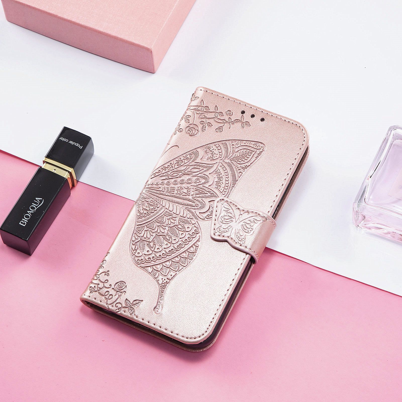 Tecno Spark 20C Case,Butterfly Flower  PU Leather Purse Wrist Strap Kickstand Case for Tecno Spark 20C