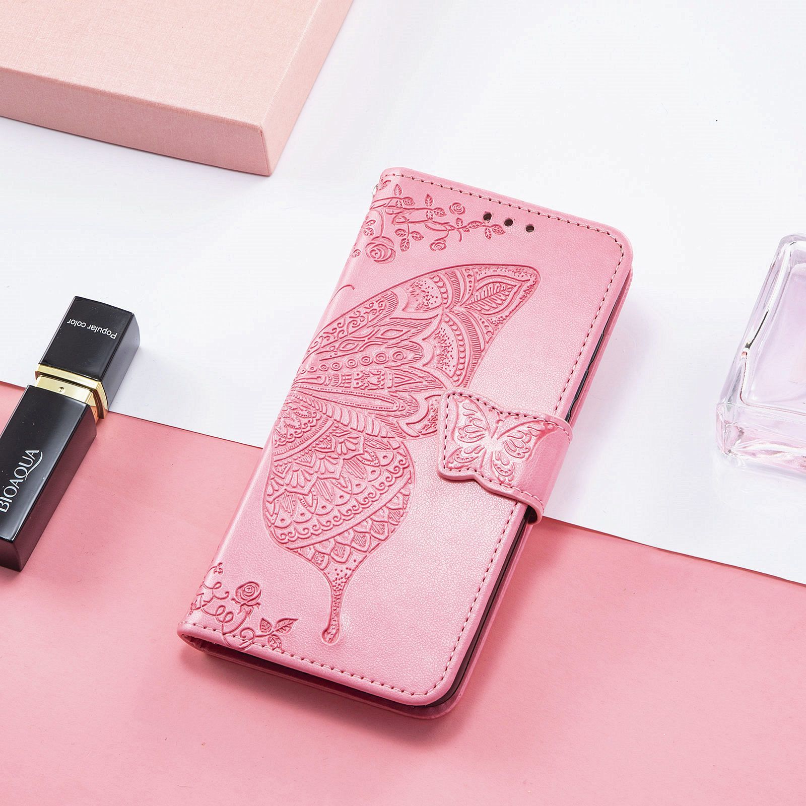 Tecno Spark 20C Case,Butterfly Flower  PU Leather Purse Wrist Strap Kickstand Case for Tecno Spark 20C