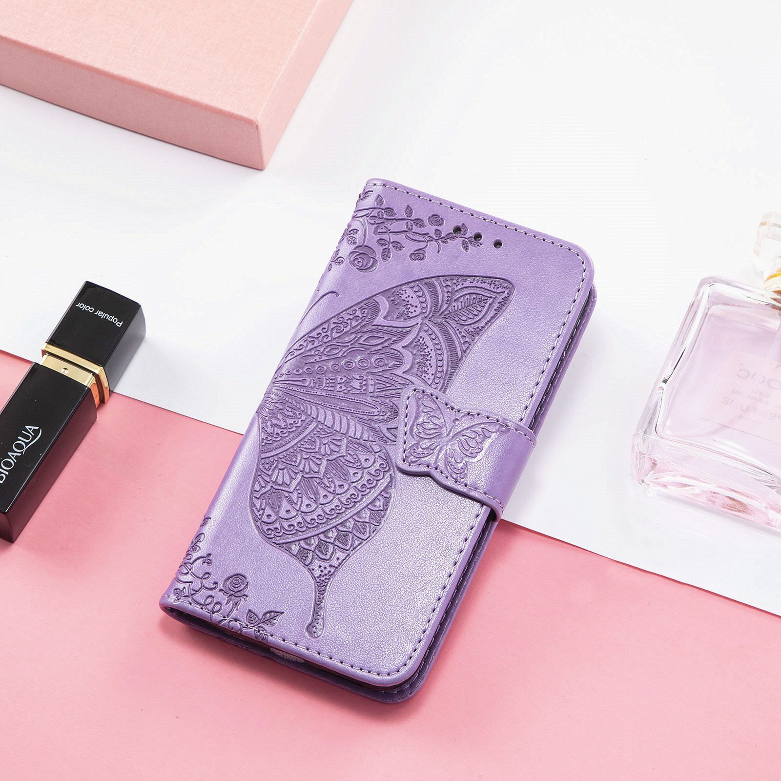 Tecno Spark 20C Case,Butterfly Flower  PU Leather Purse Wrist Strap Kickstand Case for Tecno Spark 20C