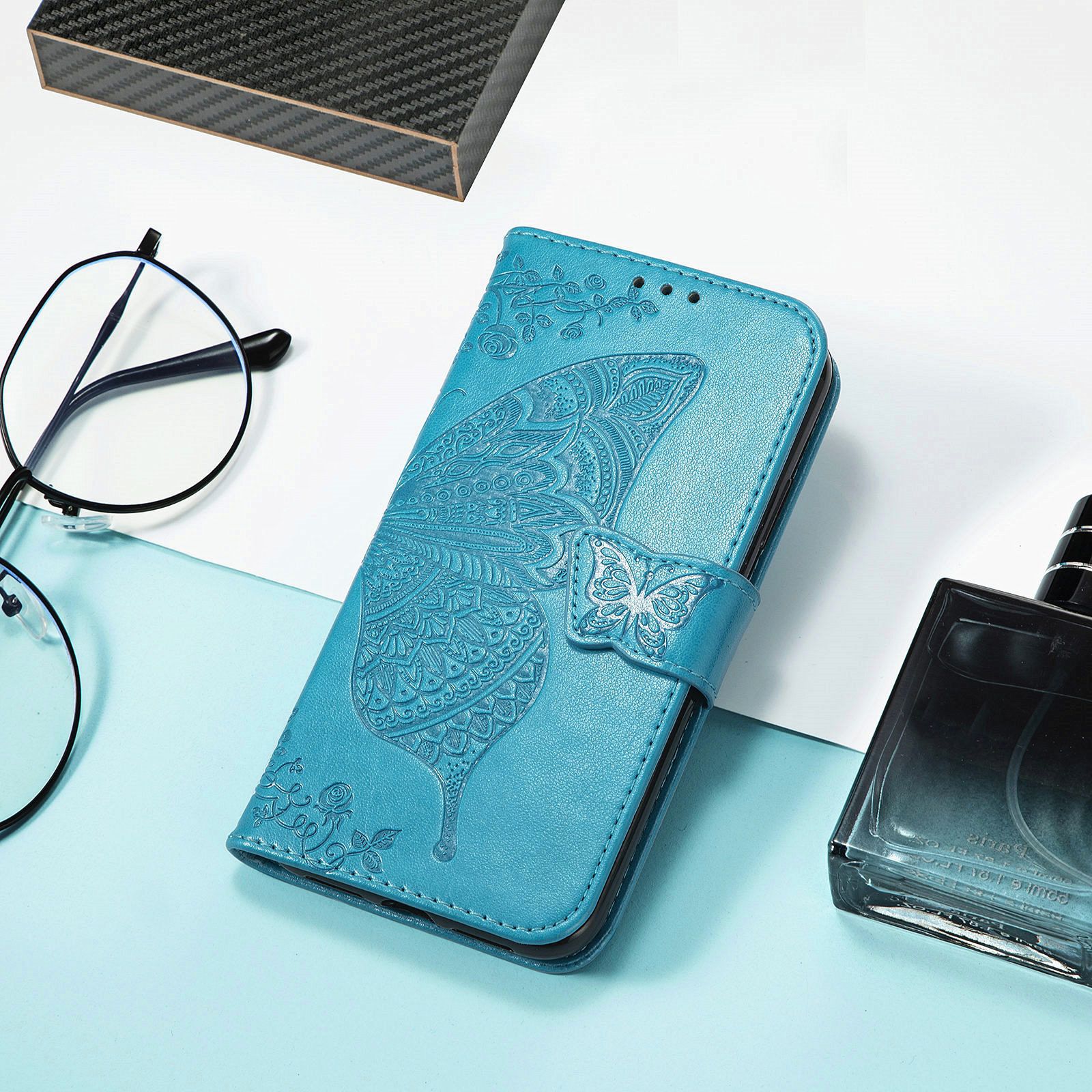 Tecno Spark 20C Case,Butterfly Flower  PU Leather Purse Wrist Strap Kickstand Case for Tecno Spark 20C