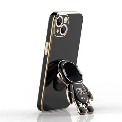 Infinix Hot 40 Pro Case Cute 6D Astronaut Phone Case with Stand Luxury Plating Case Cover Slim Fit Shockproof Bumper Protective Electroplated Case