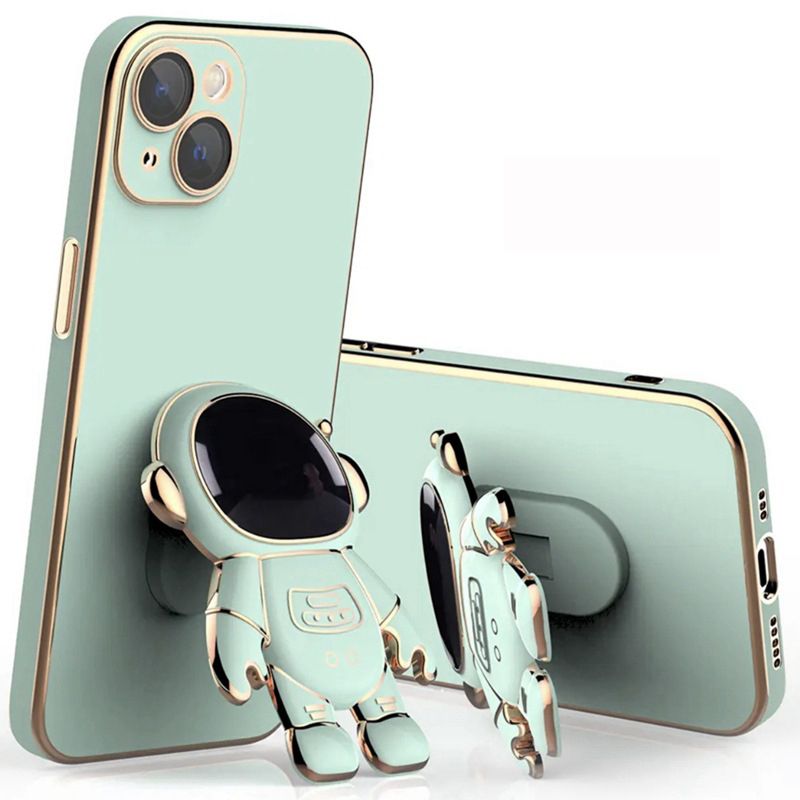 Infinix Hot 40 Pro Case Cute 6D Astronaut Phone Case with Stand Luxury Plating Case Cover Slim Fit Shockproof Bumper Protective Electroplated Case
