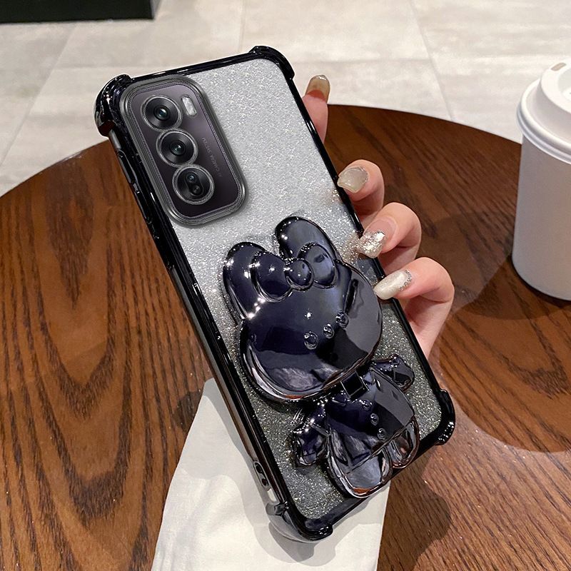 Samsung Galaxy S25/S24/S23/A73/A56/A25/M34/Note 20 Rabbit Mirror Holder Gradient Silicone Anti-fall Case Rabbit Mirror Holder Gradient Silicone Anti-fall Case