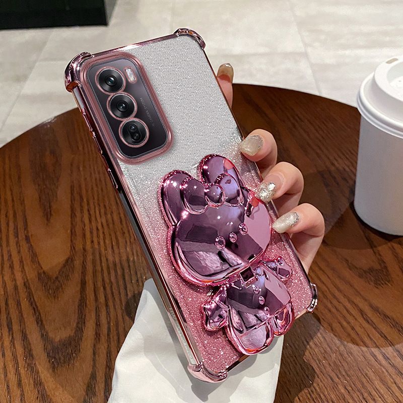 Samsung Galaxy S25/S24/S23/A73/A56/A25/M34/Note 20 Rabbit Mirror Holder Gradient Silicone Anti-fall Case Rabbit Mirror Holder Gradient Silicone Anti-fall Case