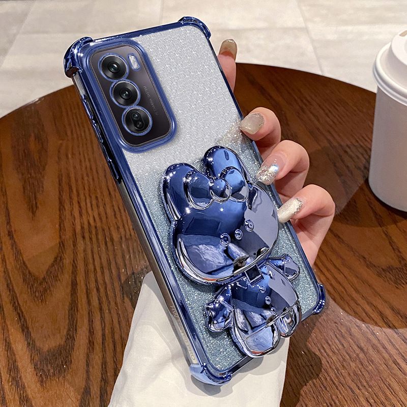 Samsung Galaxy S25/S24/S23/A73/A56/A25/M34/Note 20 Rabbit Mirror Holder Gradient Silicone Anti-fall Case Rabbit Mirror Holder Gradient Silicone Anti-fall Case