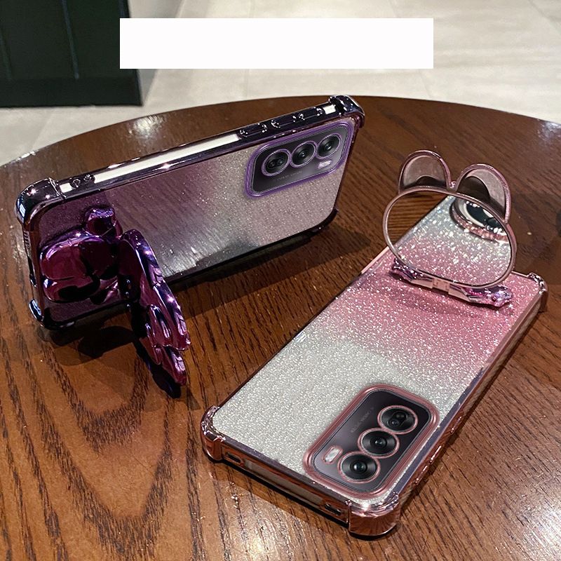 Samsung Galaxy S25/S24/S23/A73/A56/A25/M34/Note 20 Rabbit Mirror Holder Gradient Silicone Anti-fall Case Rabbit Mirror Holder Gradient Silicone Anti-fall Case