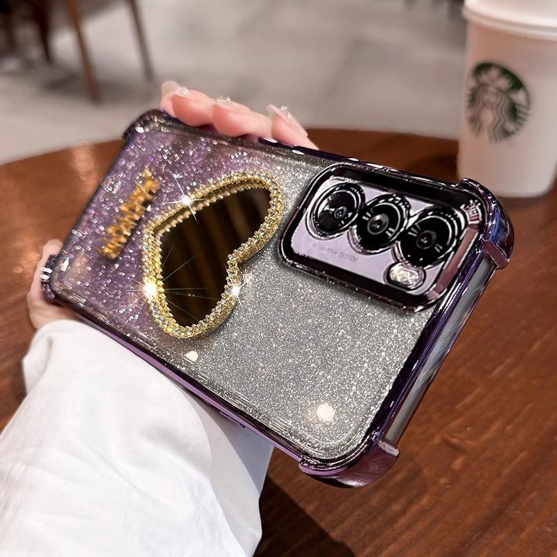 Samsung Galaxy S25/S24/S23/S22/S21/A25/A54/A72/M51/Note 10/Note 20 Heart-shaped Mirror Gradient All-inclusive Anti-fall Case