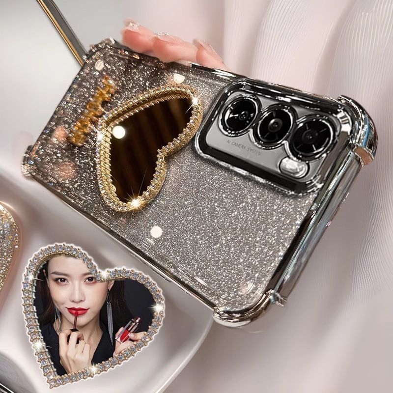 Samsung Galaxy S25/S24/S23/S22/S21/A25/A54/A72/M51/Note 10/Note 20 Heart-shaped Mirror Gradient All-inclusive Anti-fall Case