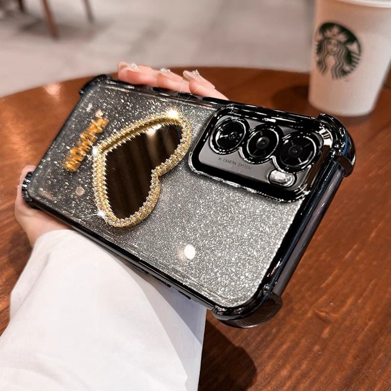Samsung Galaxy S25/S24/S23/S22/S21/A25/A54/A72/M51/Note 10/Note 20 Heart-shaped Mirror Gradient All-inclusive Anti-fall Case