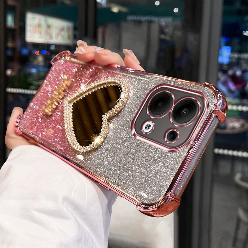 Samsung Galaxy S25/S24/S23/S22/S21/A25/A54/A72/M51/Note 10/Note 20 Heart-shaped Mirror Gradient All-inclusive Anti-fall Case