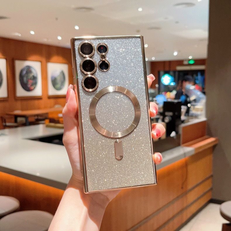 Samsung Galaxy S25/S24/S23/S22/S21/A56/A26/A55/A06/Note 10/Note 20 Electroplated Silicone Gradient Glitter Magnetic Case