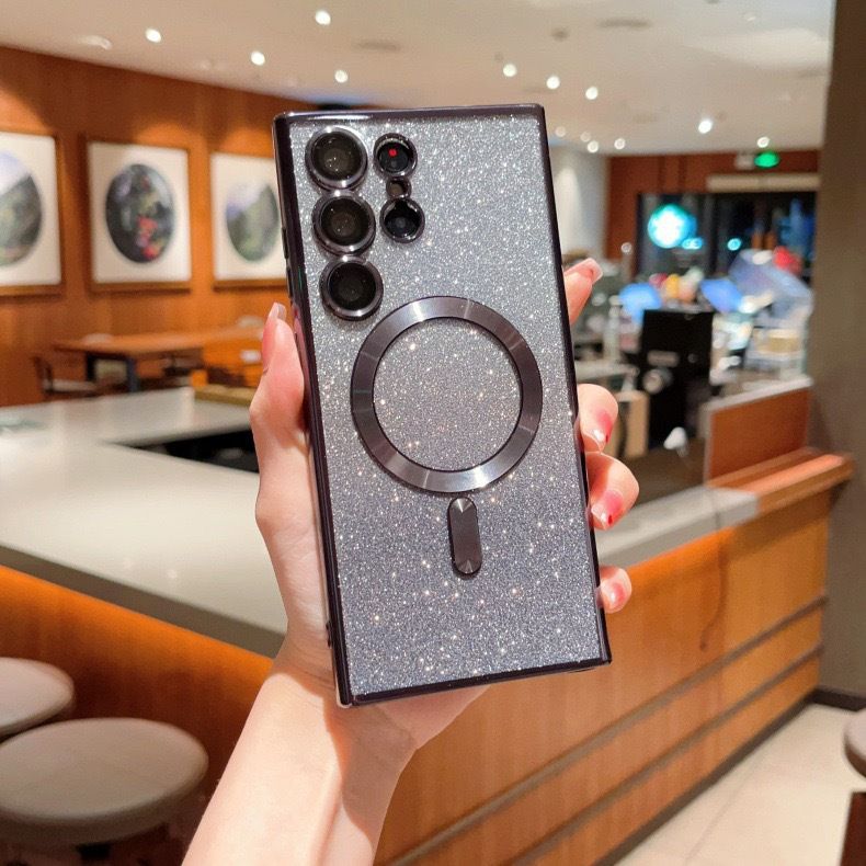 Samsung Galaxy S25/S24/S23/S22/S21/A56/A26/A55/A06/Note 10/Note 20 Electroplated Silicone Gradient Glitter Magnetic Case