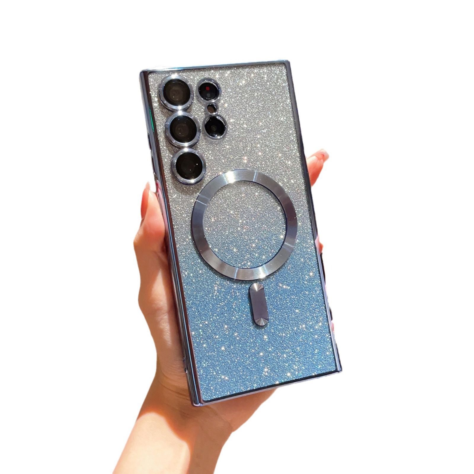 Samsung Galaxy S25/S24/S23/S22/S21/A56/A26/A55/A06/Note 10/Note 20 Electroplated Silicone Gradient Glitter Magnetic Case