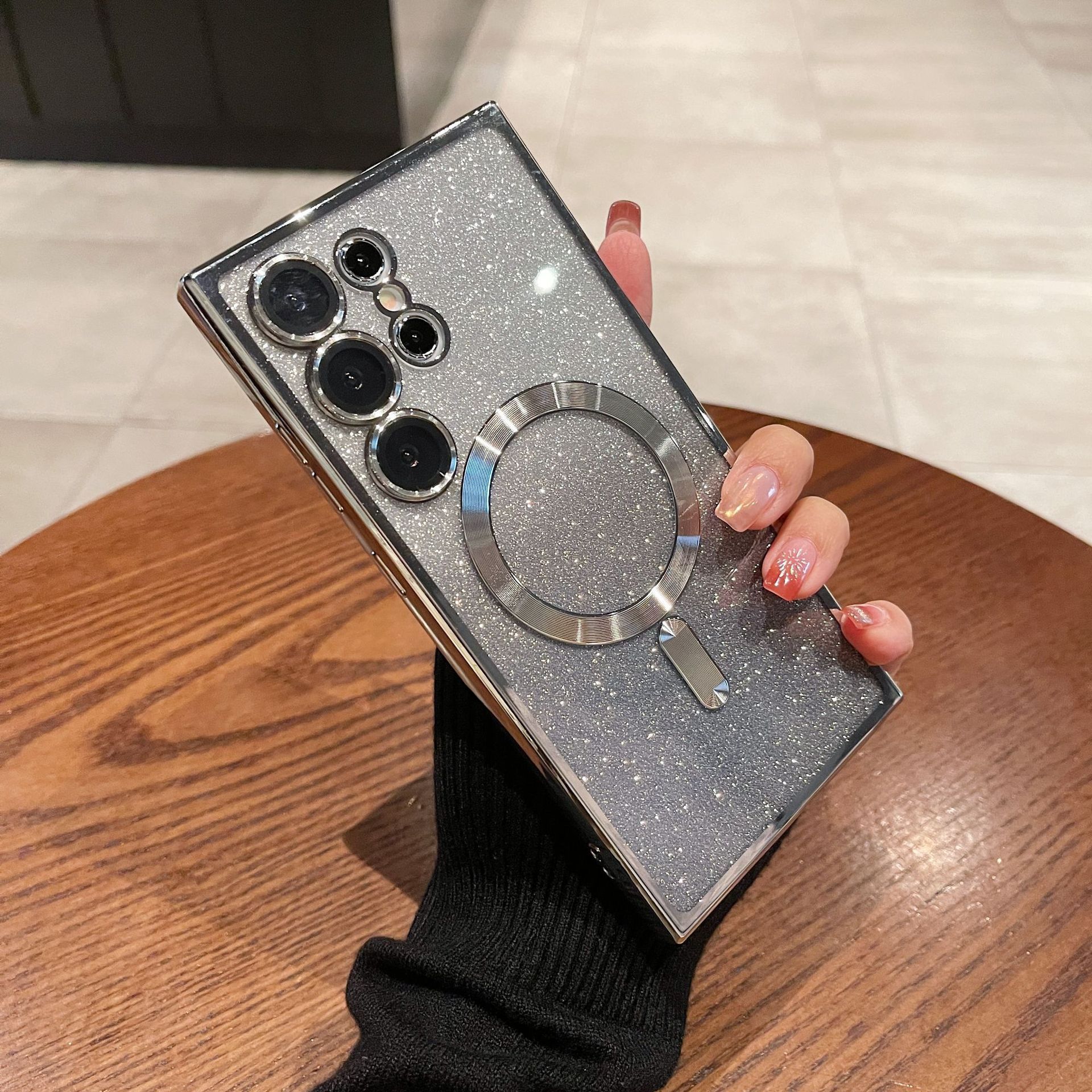 Samsung Galaxy S25/S24/S23/S22/S21/A56/A26/A55/A06/Note 10/Note 20 Electroplated Silicone Gradient Glitter Magnetic Case