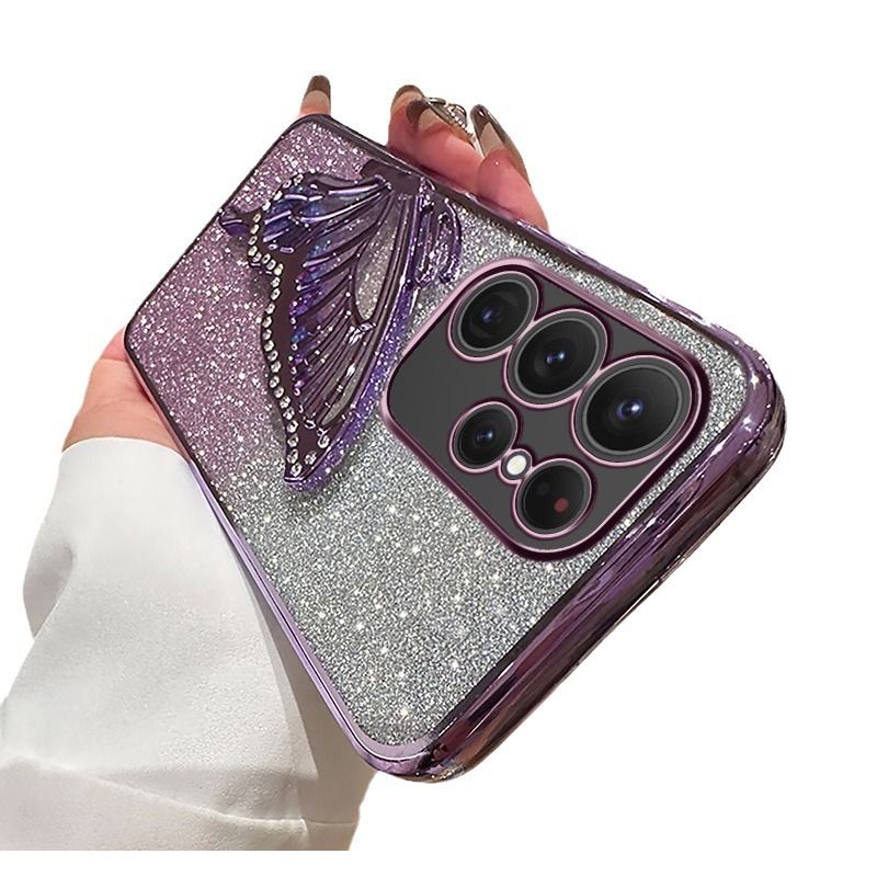 Samsung Galaxy S25/S24/S23/S22/S21/A25/A54/A72/M51/Note 10/Note 20 Electroplated Glitter Quicksand Butterfly Anti-fall Case