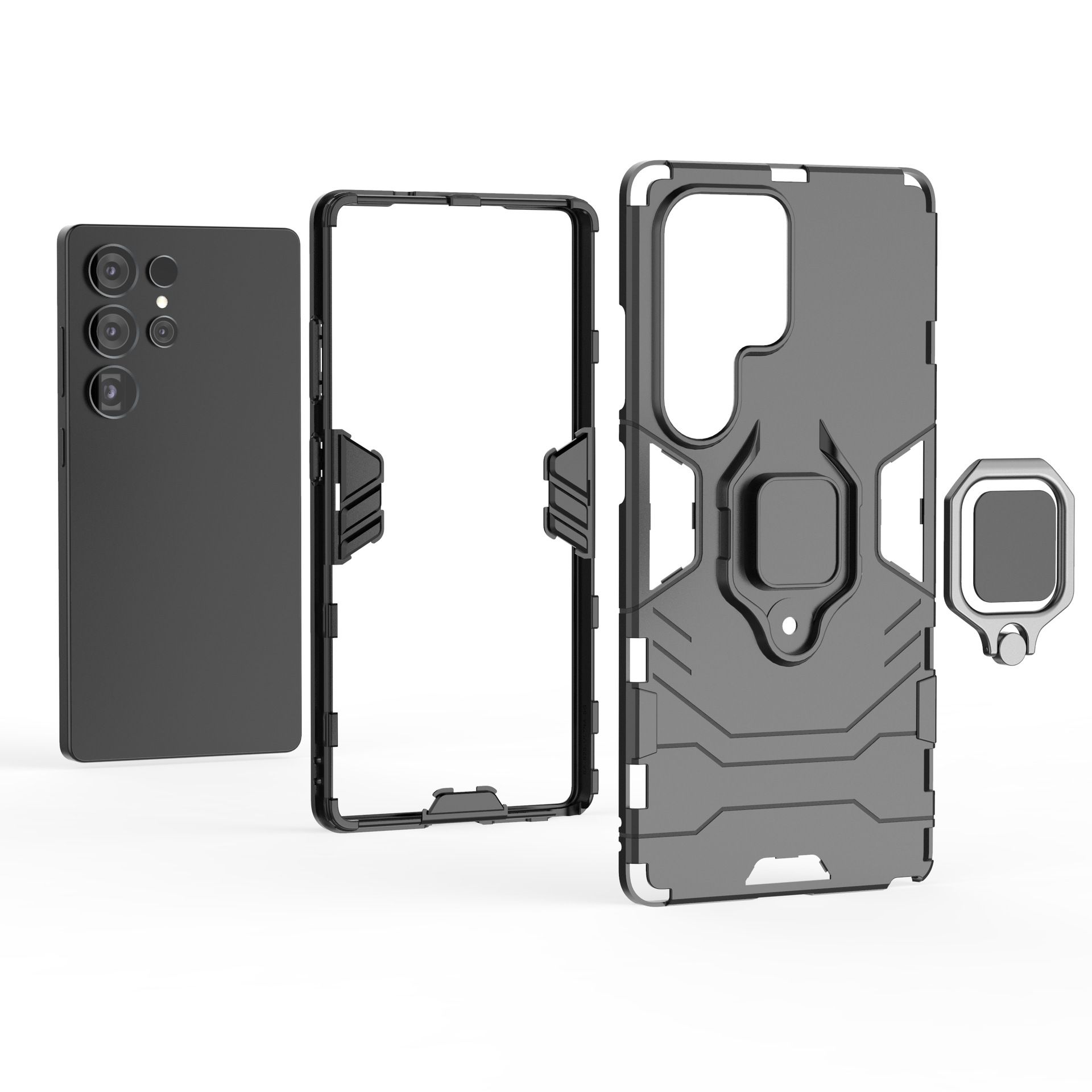 Samsung Galaxy S25 Ultra S25 Plus S25 A56 S25 Edge A16 A90 A80 A70 A60 A50 S10 Note 10 Shockproof Phone Case with Adjustable Cell Phone Ring Holder Finger Stand