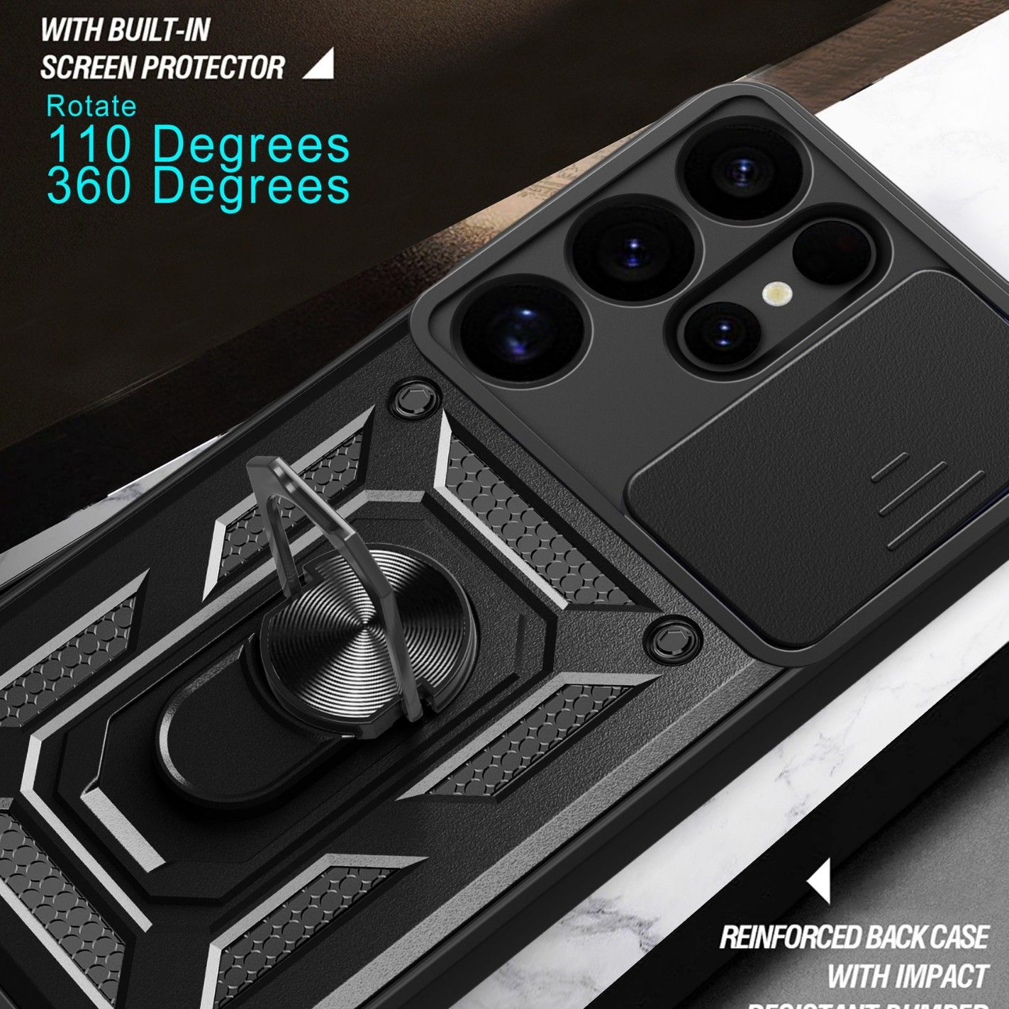 Samsung Galaxy S25 A56 A26 A36 A52 A72 A71 A32 S21 S20 Note 20 Note 20 Ultra Case,Shockproof Cases Built-in Slide Anti-Scratch Camera Cover