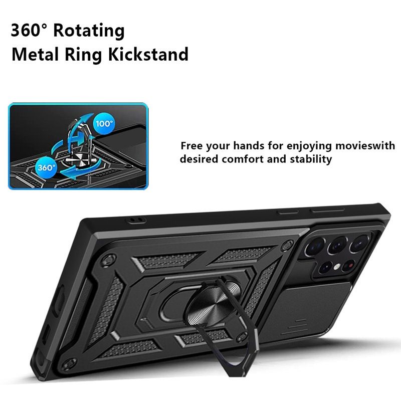 Samsung Galaxy S23 S22 S24 A13 A33 A53 A73 A23 A54 A55 M55 M15 M14 M54 M53 M52 Case,Shockproof Cases Built-in Slide Anti-Scratch Camera Cover