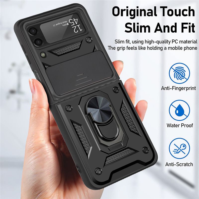 Samsung Galaxy Z Flip 3 4 5 6 Z Fold 4 5 6 Case,Shockproof Cases Built-in Slide Anti-Scratch Camera Cover