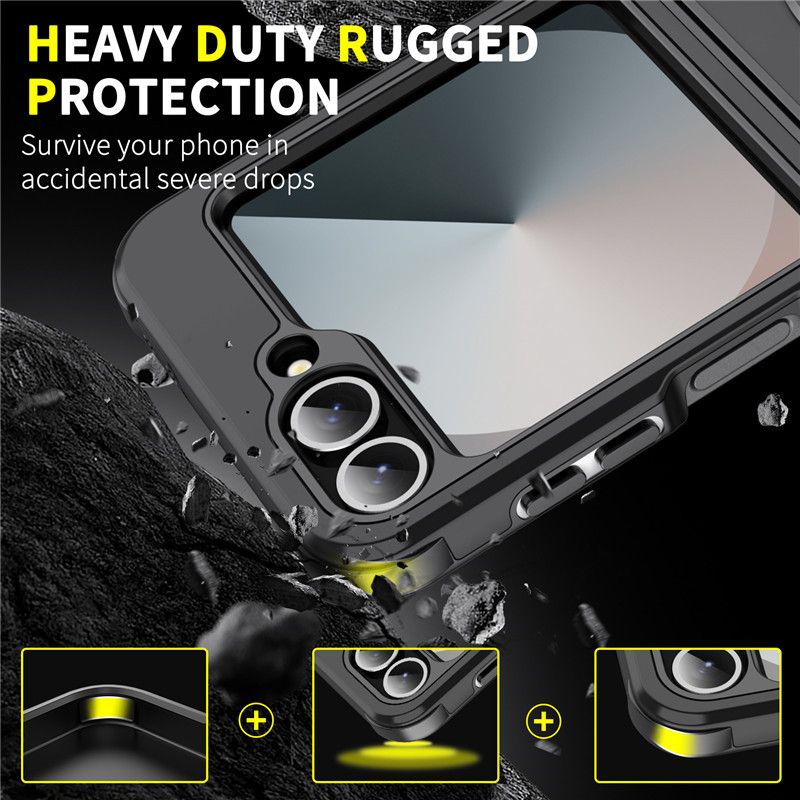Samsung Galaxy Z Fold 6/Z Flip 6 Phone Case，Rotated Ring Kickstand Military Grade Shockproof Protective Cover with Slide Camera Cover