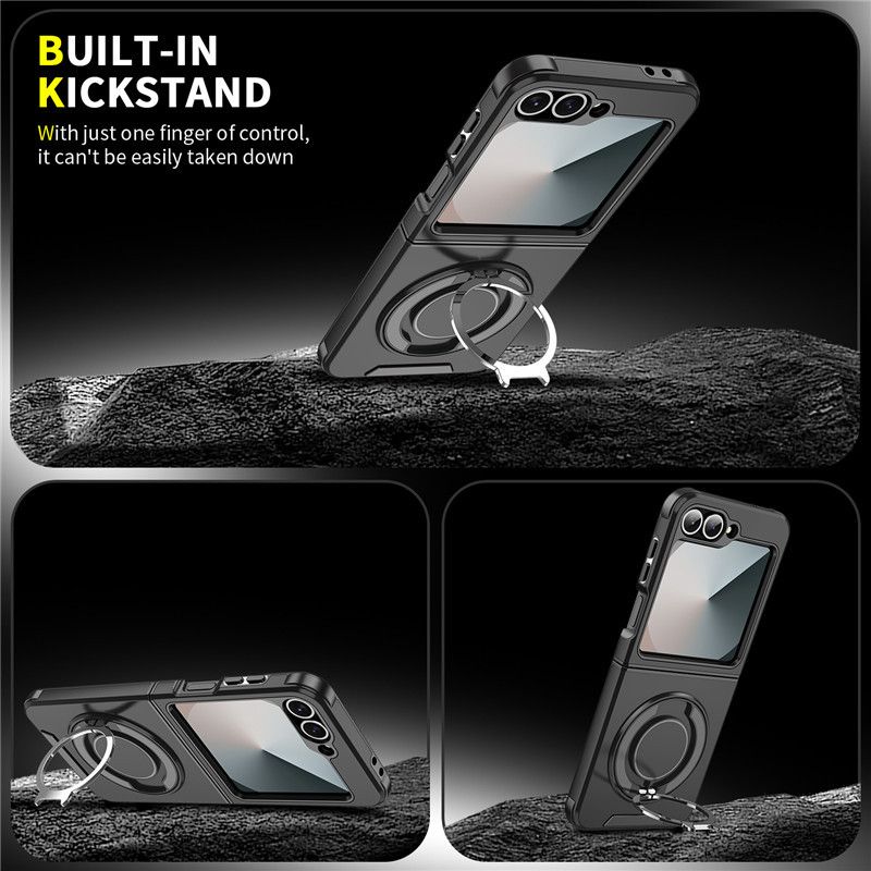Samsung Galaxy Z Fold 6/Z Flip 6 Phone Case，Rotated Ring Kickstand Military Grade Shockproof Protective Cover with Slide Camera Cover