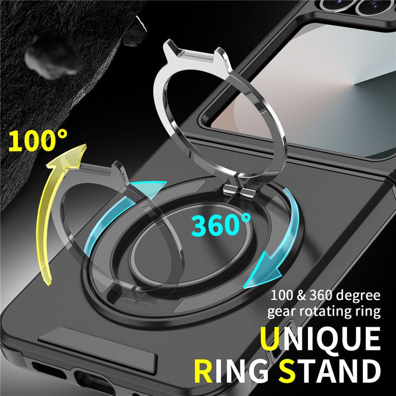 Samsung Galaxy Z Fold 6/Z Flip 6 Phone Case，Rotated Ring Kickstand Military Grade Shockproof Protective Cover with Slide Camera Cover