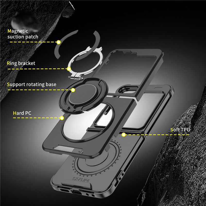 Samsung Galaxy Z Fold 6/Z Flip 6 Phone Case，Rotated Ring Kickstand Military Grade Shockproof Protective Cover with Slide Camera Cover