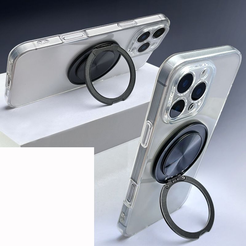 For Cell Phone Finger Ring 360 Rotation Aluminum Alloy Mobile Phone Holder Back Sticker Magnetic Sticker Ultra-thin Invisible Folding Holder 1PC