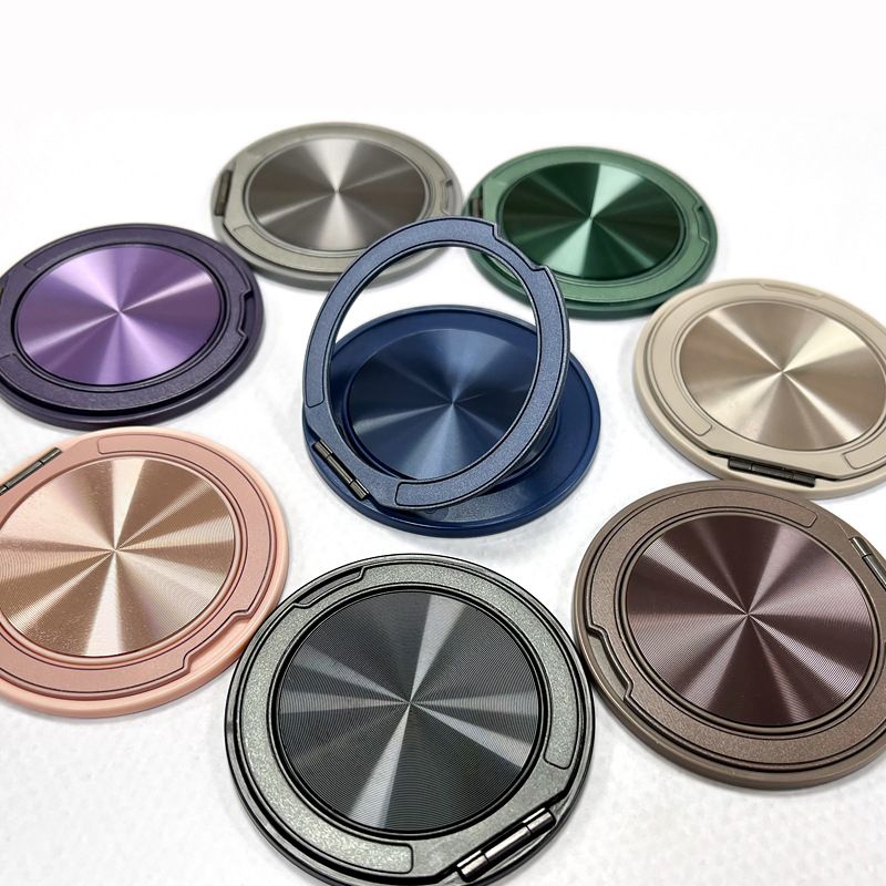 For Cell Phone Finger Ring 360 Rotation Aluminum Alloy Mobile Phone Holder Back Sticker Magnetic Sticker Ultra-thin Invisible Folding Holder 1PC