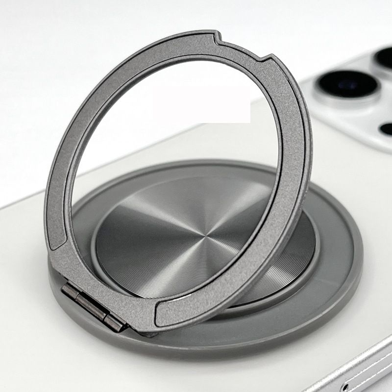 For Cell Phone Finger Ring 360 Rotation Aluminum Alloy Mobile Phone Holder Back Sticker Magnetic Sticker Ultra-thin Invisible Folding Holder 1PC