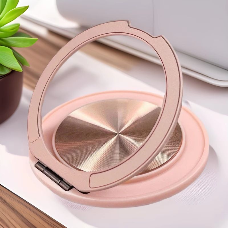 For Cell Phone Finger Ring 360 Rotation Aluminum Alloy Mobile Phone Holder Back Sticker Magnetic Sticker Ultra-thin Invisible Folding Holder 1PC