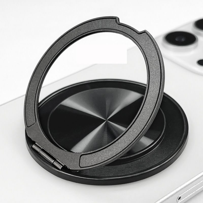 For Cell Phone Finger Ring 360 Rotation Aluminum Alloy Mobile Phone Holder Back Sticker Magnetic Sticker Ultra-thin Invisible Folding Holder 1PC
